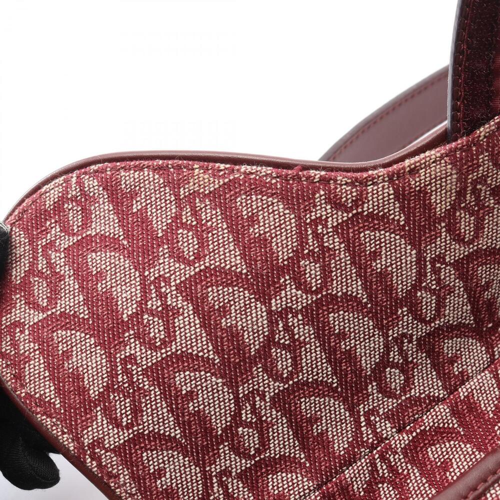 Dior Saddle Bag Handbag Canvas Leather Bordeaux Red - Picture 8 of 9